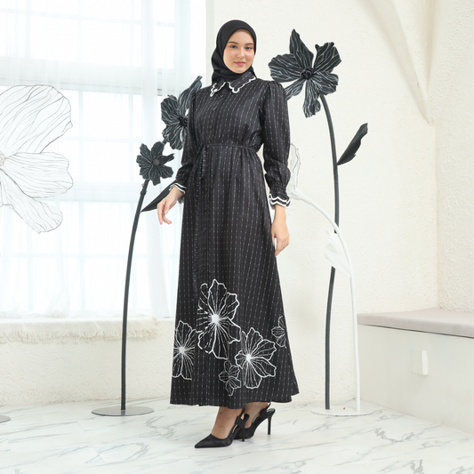 Bundle 1 - Loretta Dress in Black & Evalia Plain Scarf