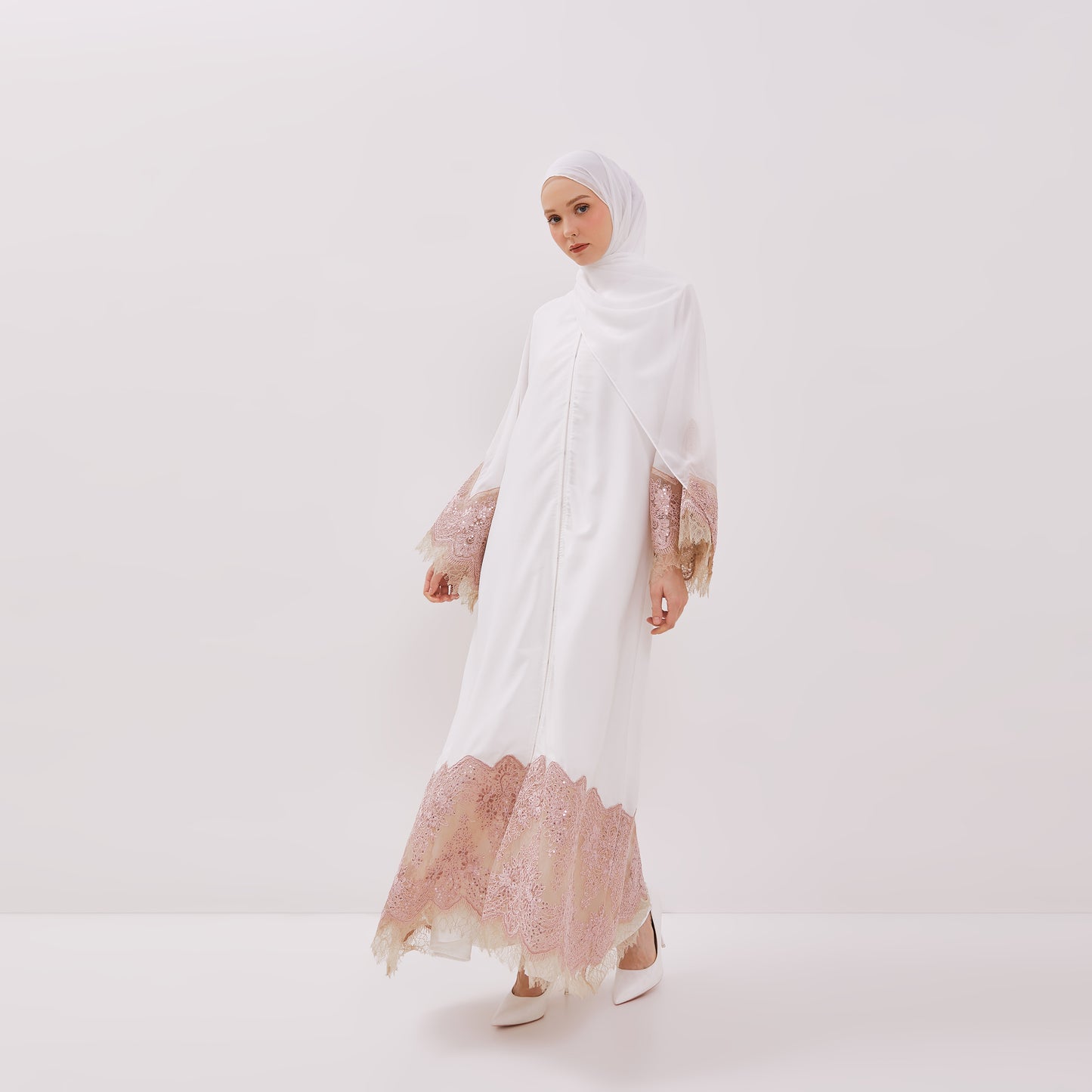 Bundle 1 - Hania Abaya Set & Haura Inner Dress in Off White