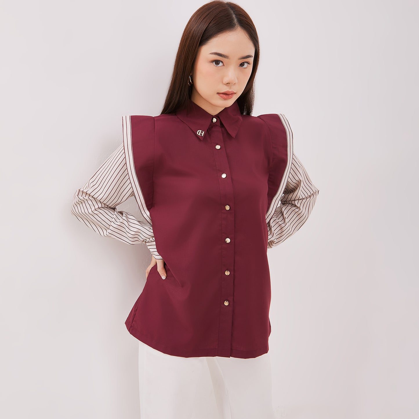 Chanté - Giana Shirt in Maroon