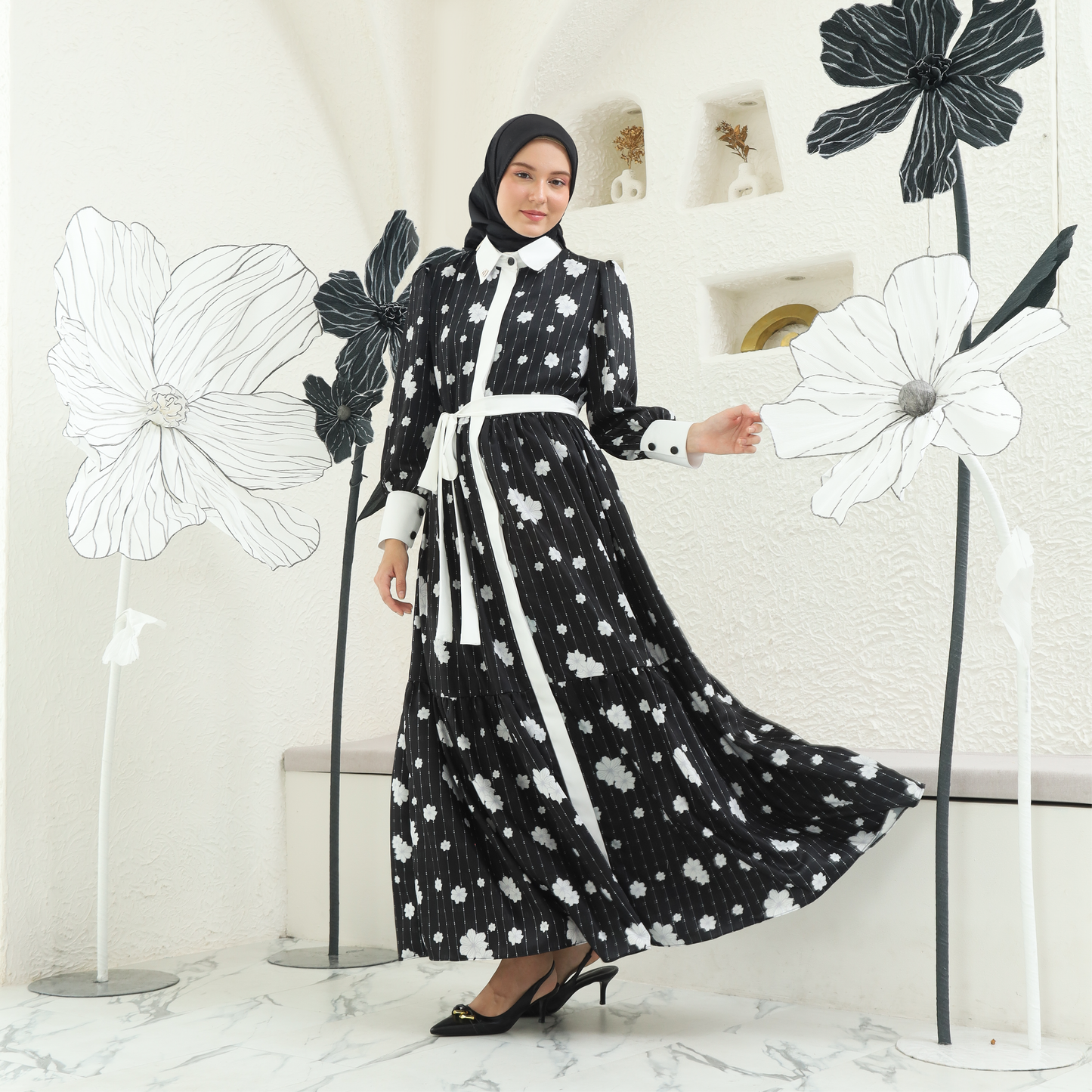 Bundle 3 - Luella Dress in Black & Evalia Plain Scarf