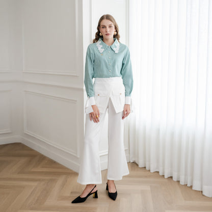 Chanté - Olesya Shirt in Emerald Stripes
