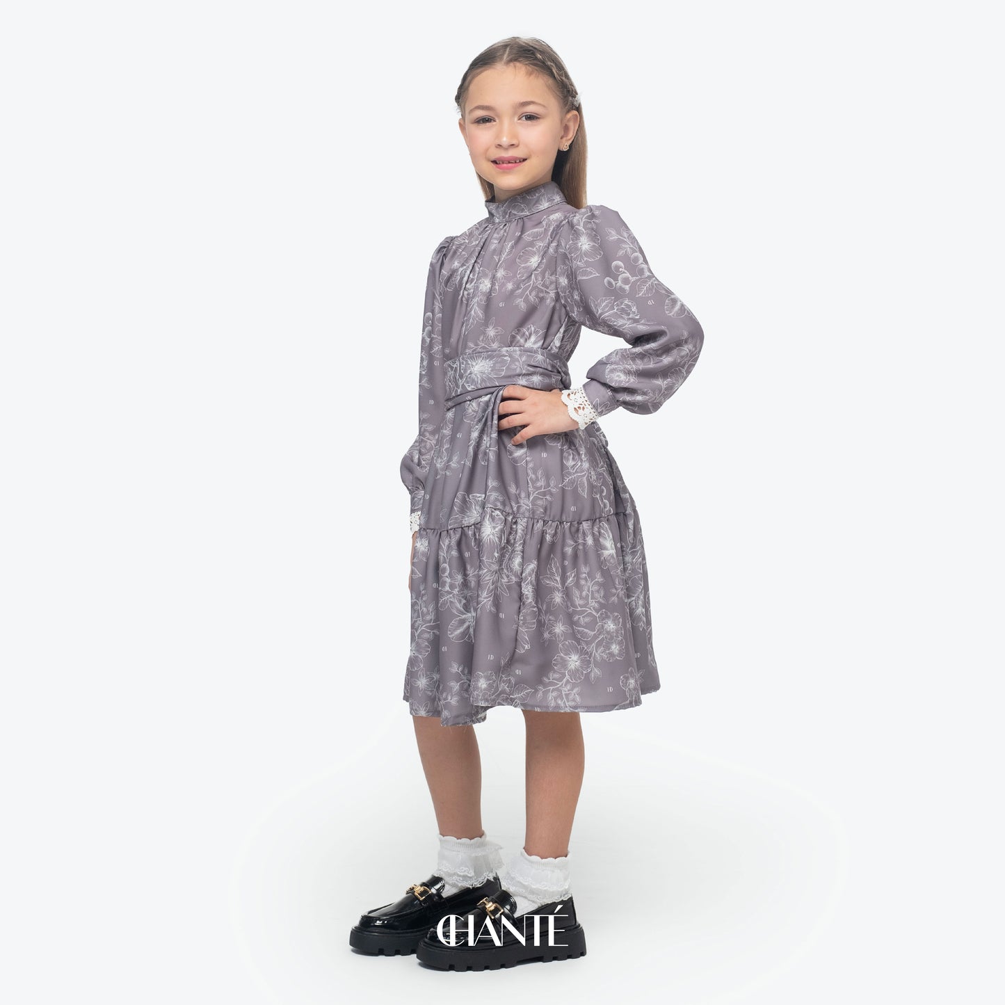 Asha Girl Dress - Grey