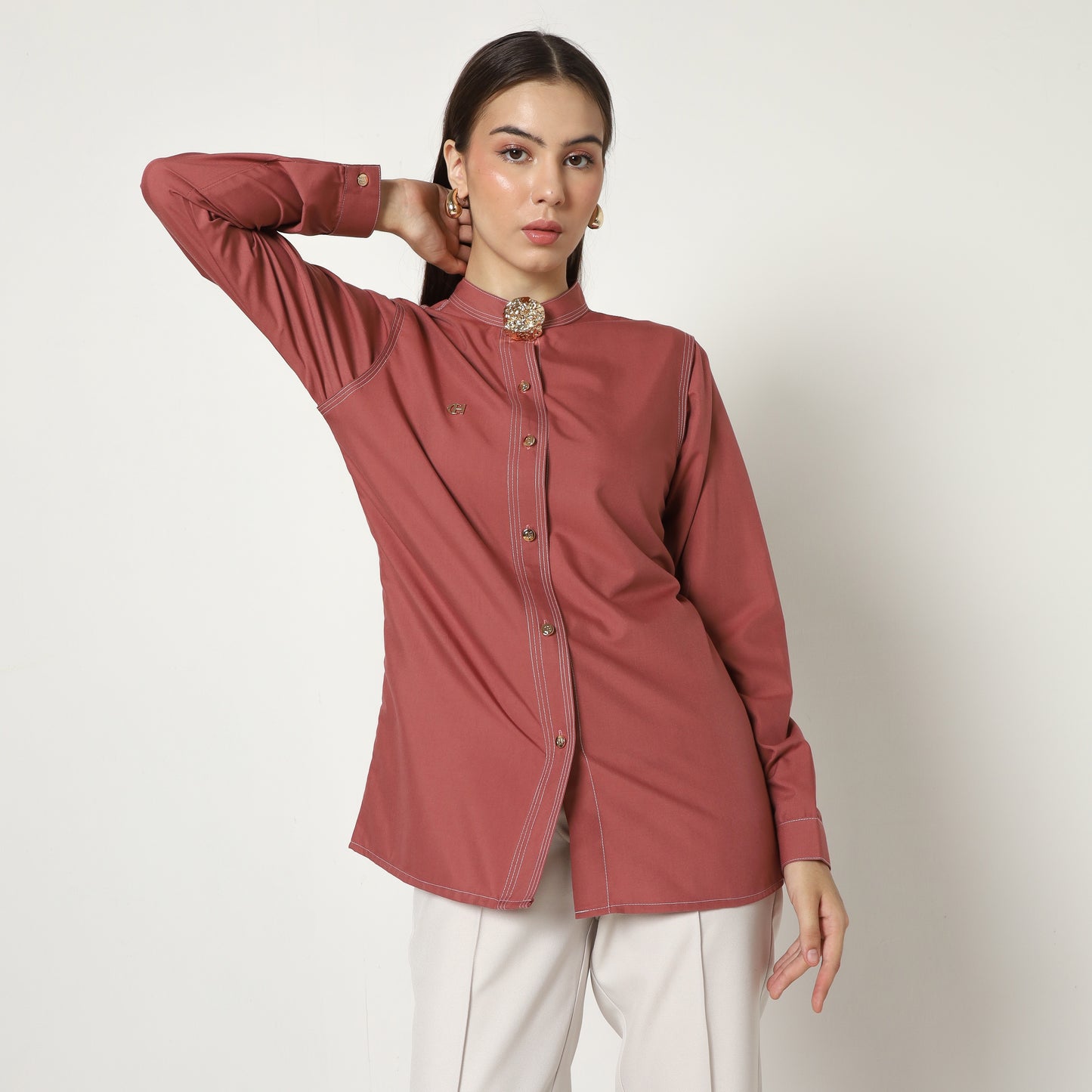Chanté - Macy Shirt in Dark Rose