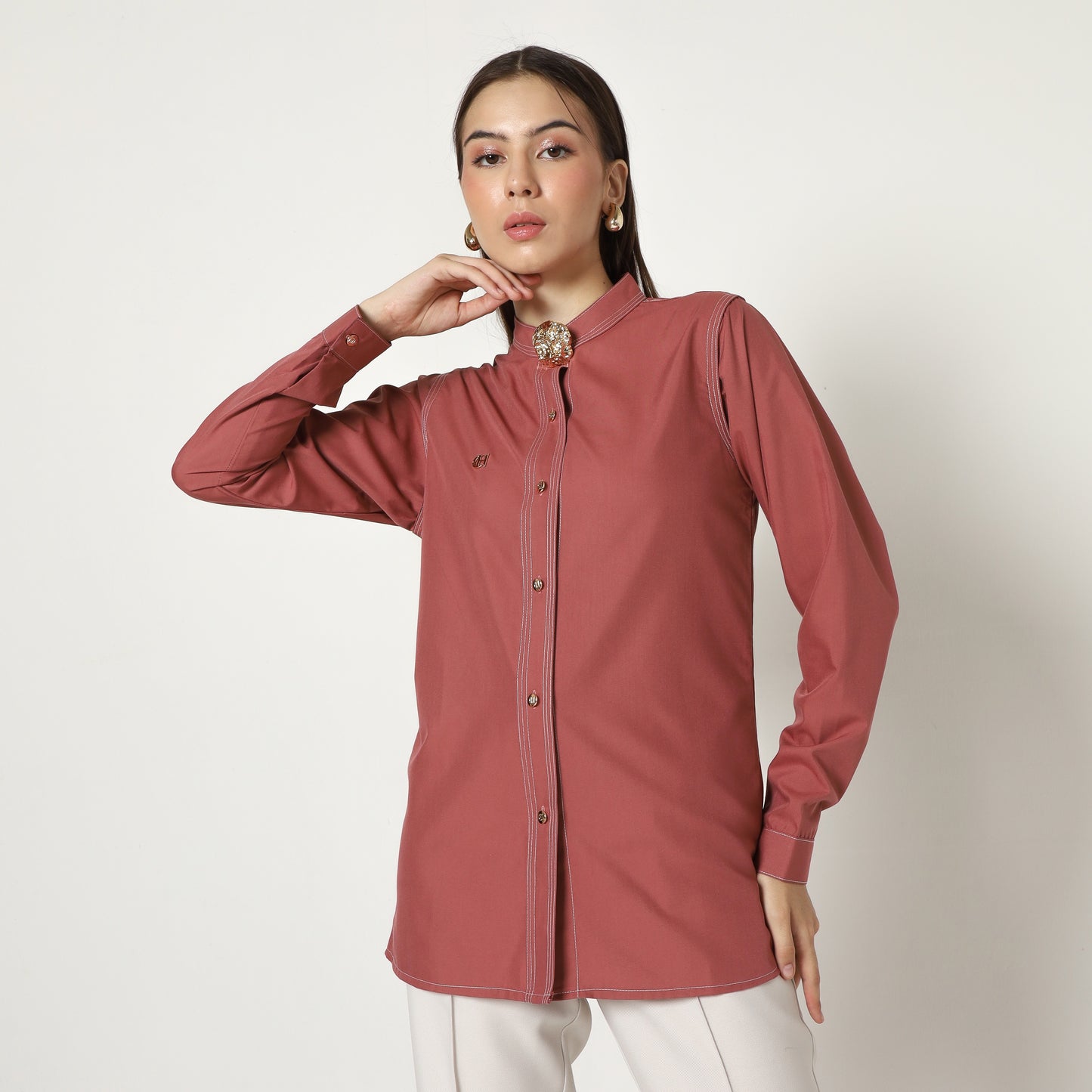 Chanté - Macy Shirt in Dark Rose