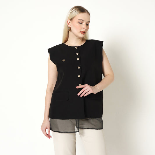 Chanté - Olive Vest in Black