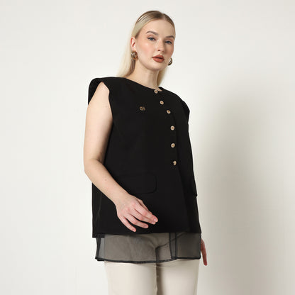 Chanté - Olive Vest in Black