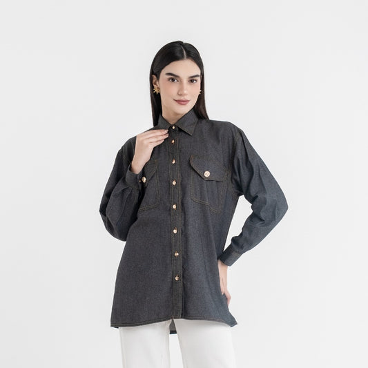 Chanté - Quilla Shirt in Black Denim