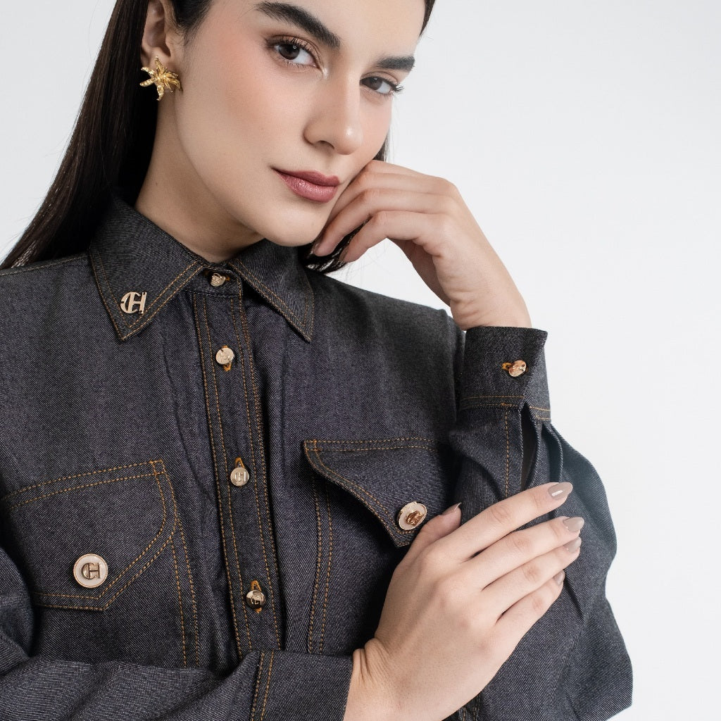 Chanté - Quilla Shirt in Black Denim