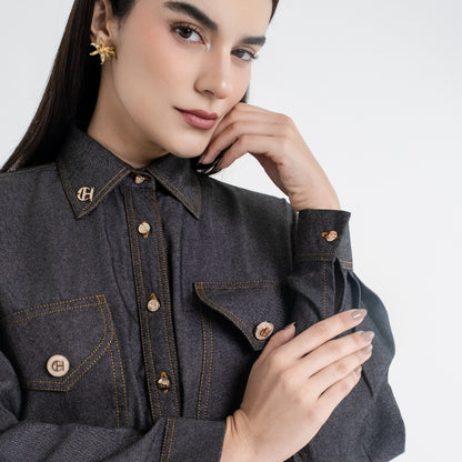 Chanté - Quilla Shirt in Black Denim