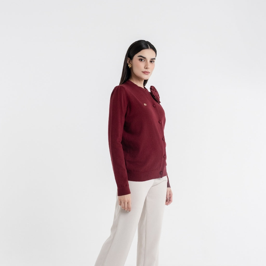 Chanté - Quella Cardigan in Maroon (Women Outer)