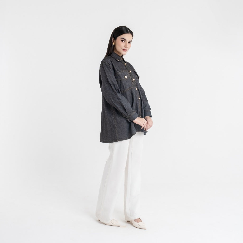 Chanté - Quilla Shirt in Black Denim