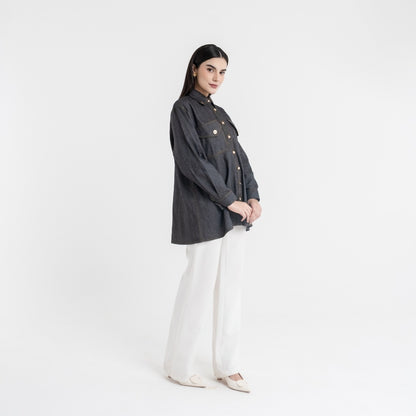 Chanté - Quilla Shirt in Black Denim