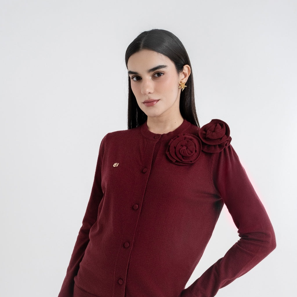 Chanté - Quella Cardigan in Maroon (Women Outer)