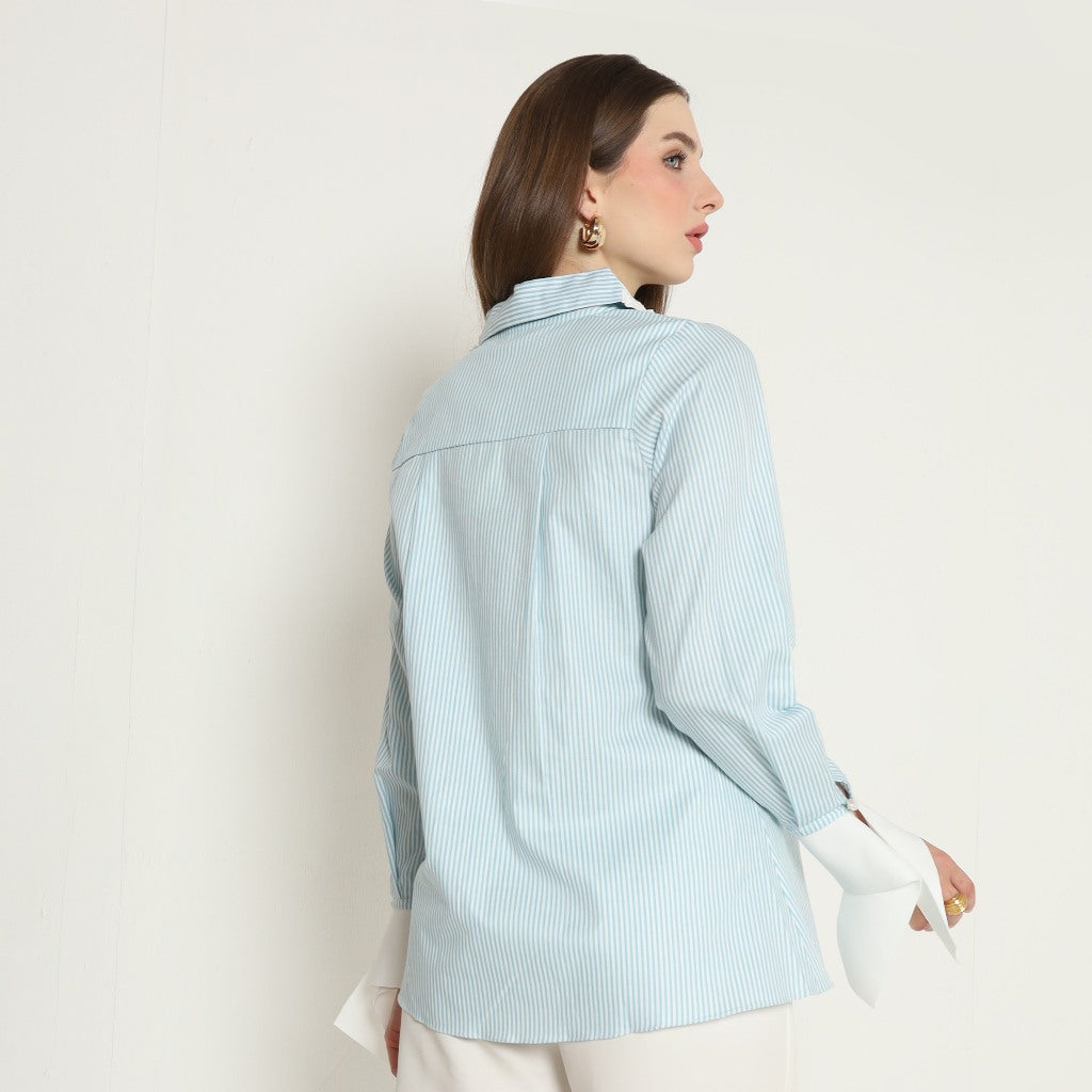 Chanté - Olesya Shirt in Aqua Stripes
