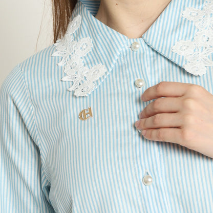 Chanté - Olesya Shirt in Aqua Stripes