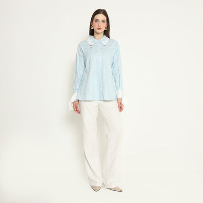 Chanté - Olesya Shirt in Aqua Stripes
