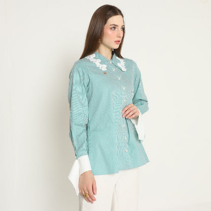 Chanté - Olesya Shirt in Emerald Stripes