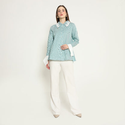 Chanté - Olesya Shirt in Emerald Stripes