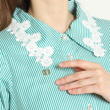 Chanté - Olesya Shirt in Emerald Stripes