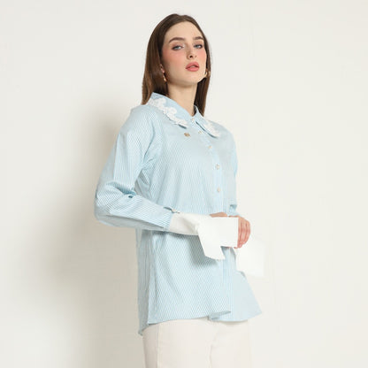 Chanté - Olesya Shirt in Aqua Stripes