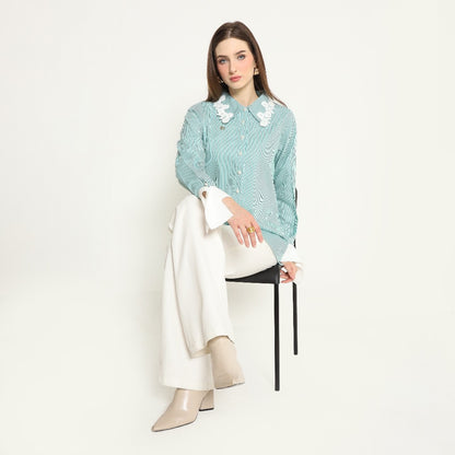 Chanté - Olesya Shirt in Emerald Stripes