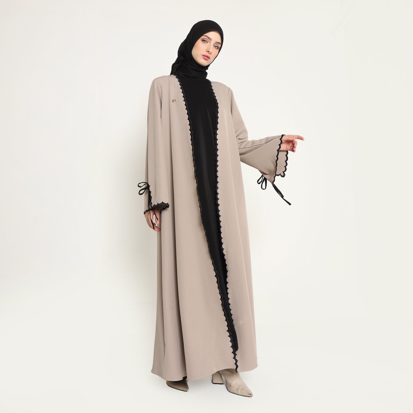 Bundle 1 - Ozala Abaya Outer in Taupe & Haura Inner Dress in Black